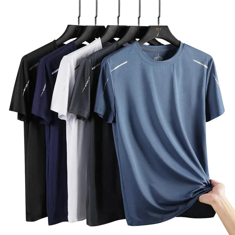 CHRLCK Men's Running Quick Drying T-shirts Breathable Hiking Fishing Tees Soft Elasticity Outdoor Sports Short Shirt Summer My Store  