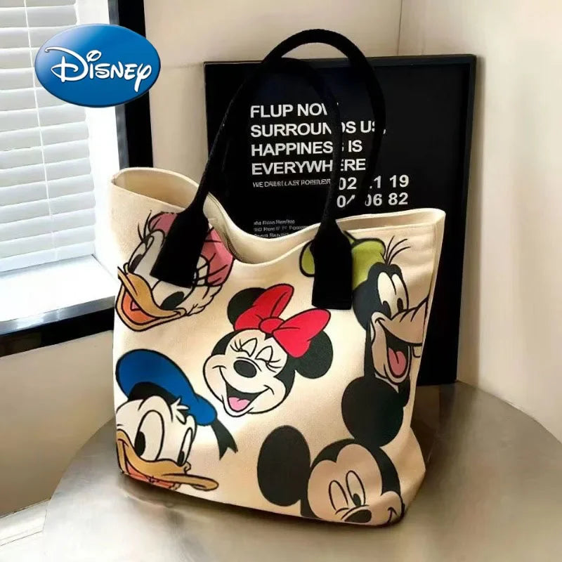 New Disney Minnie Pluto Cartoon Large Capacity Women's Canvas Bag Hand Shopping Bag Shoulder Bag Shopping Handbag My Store  