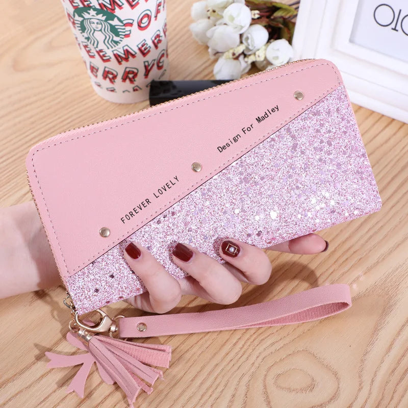 Fashion Women's Pu Leather Long Wallets Sequins Patchwork Glitter Wallet Coin Purse Female Wallets Girls Gifts Wholesale My Store  