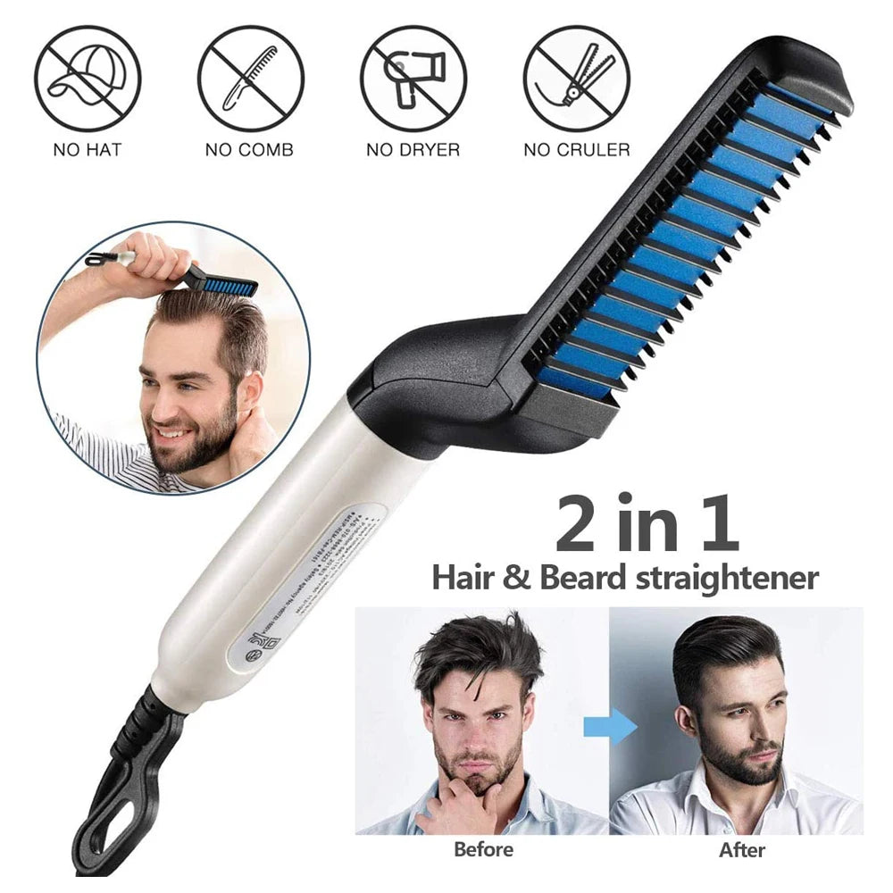 Multifunctional Quick Hair Beard Straightener Men's Hair Straightening Flat Iron Heated Hair Comb Electric Men Hair Beard Styler My Store  