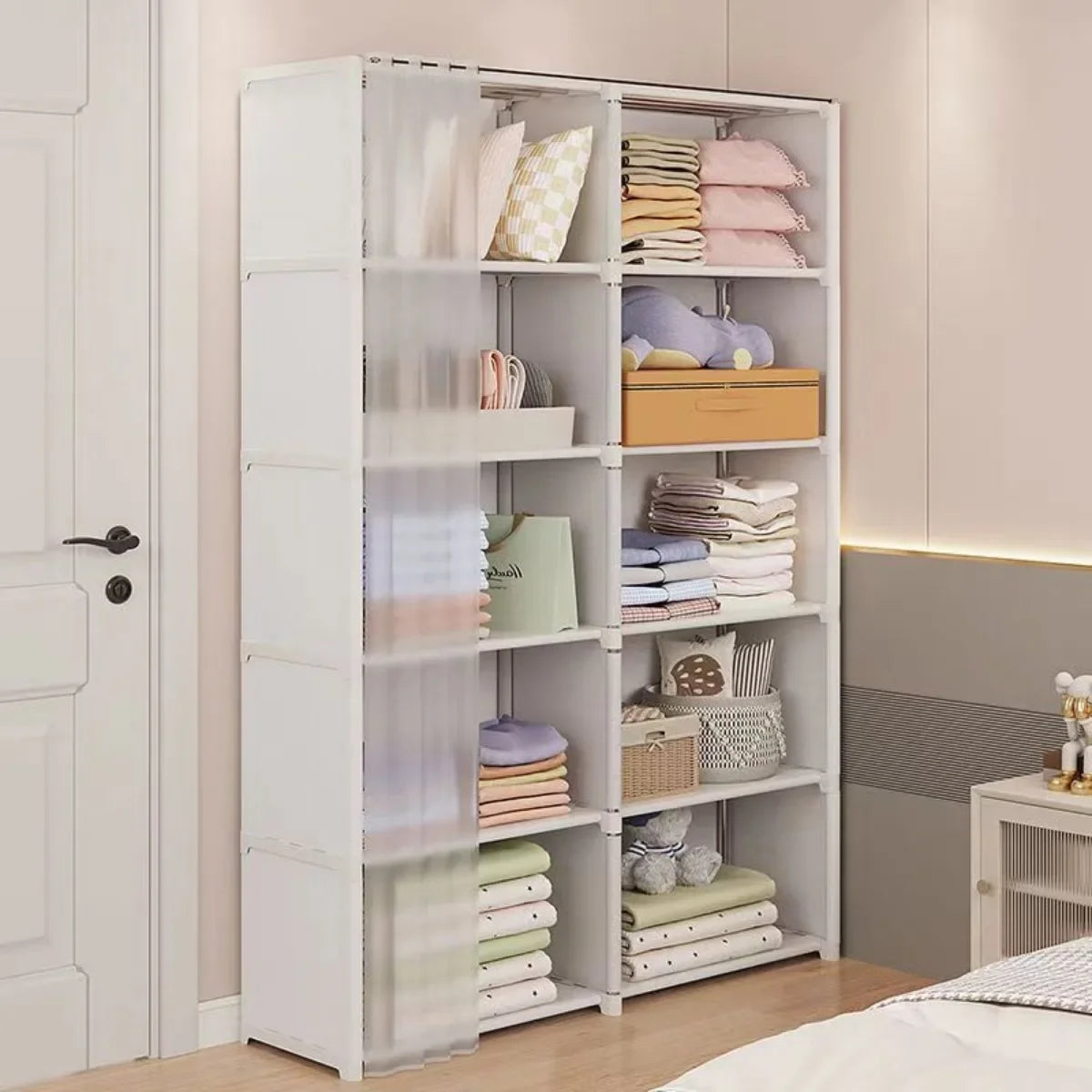 6/5 Layers Dustproof Wardrobe Bedroom Open Simple Assembly Storage Cabinet High Capacity Partition Bookshelf Closet Organizer My Store  