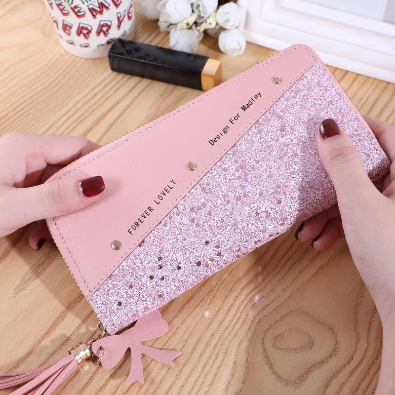 Fashion Women's Pu Leather Long Wallets Sequins Patchwork Glitter Wallet Coin Purse Female Wallets Girls Gifts Wholesale My Store  