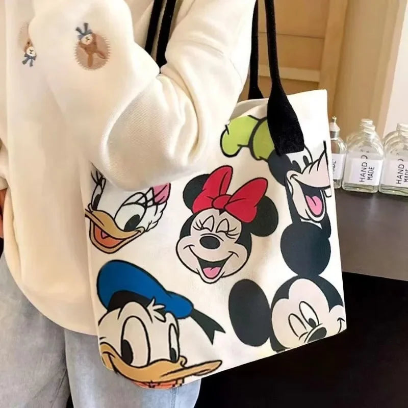 New Disney Minnie Pluto Cartoon Large Capacity Women's Canvas Bag Hand Shopping Bag Shoulder Bag Shopping Handbag My Store  