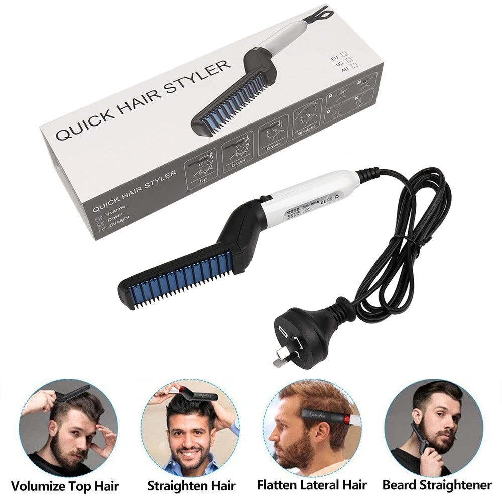 Multifunctional Quick Hair Beard Straightener Men's Hair Straightening Flat Iron Heated Hair Comb Electric Men Hair Beard Styler My Store  