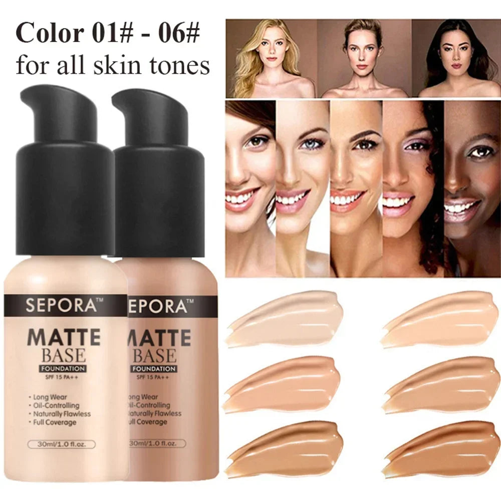 30ml SEPORA Liquid Foundation Waterproof Long Lasting Matte Moisturizing Brightening Concealer CC Cream Base Makeup Cosmetics VonZaiVin  