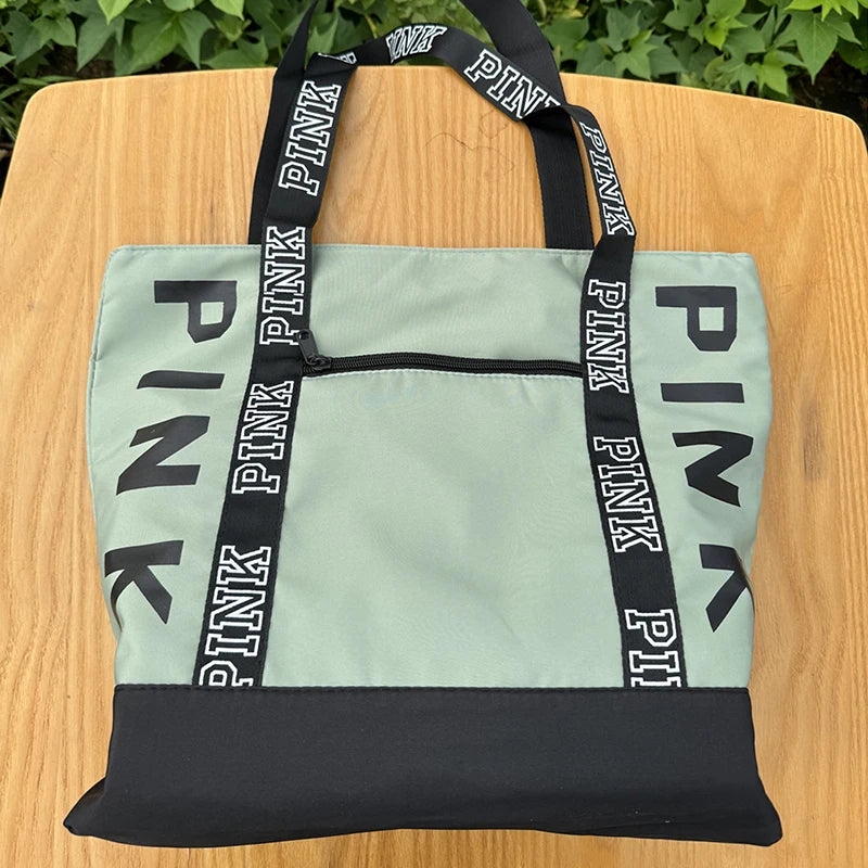 Literary Nylon Tote Bag For Women Large Capacity Shoulder Bag Fashion Letter Strap Handbags Large Capacity Tote Bag My Store  