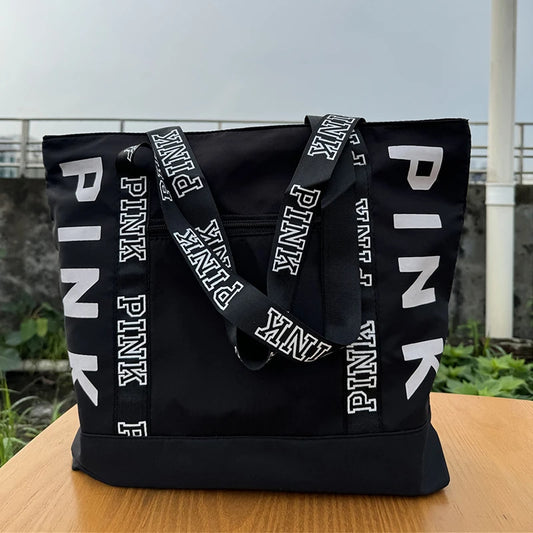 Literary Nylon Tote Bag For Women Large Capacity Shoulder Bag Fashion Letter Strap Handbags Large Capacity Tote Bag My Store  