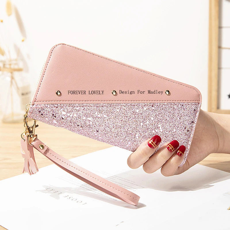 Fashion Women's Pu Leather Long Wallets Sequins Patchwork Glitter Wallet Coin Purse Female Wallets Girls Gifts Wholesale My Store  