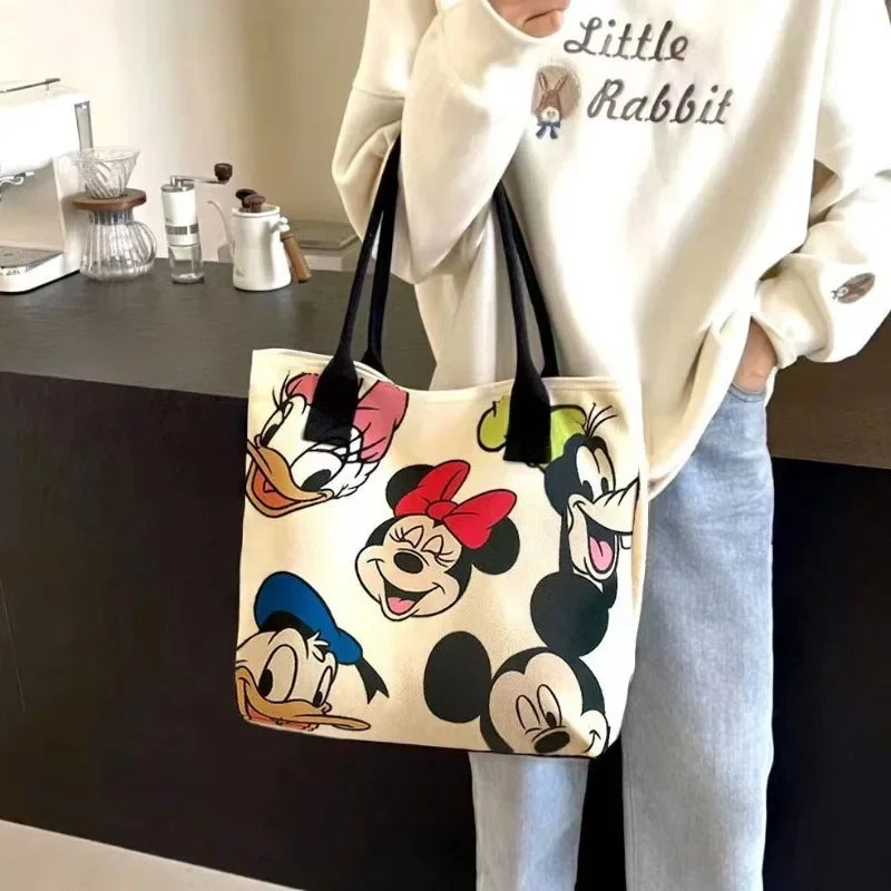 New Disney Minnie Pluto Cartoon Large Capacity Women's Canvas Bag Hand Shopping Bag Shoulder Bag Shopping Handbag My Store  